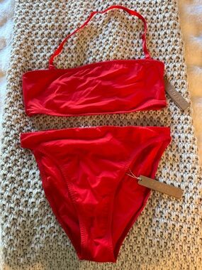 Skims Bandeau Bikini Set in Ruby - Two-Piece Swimwear